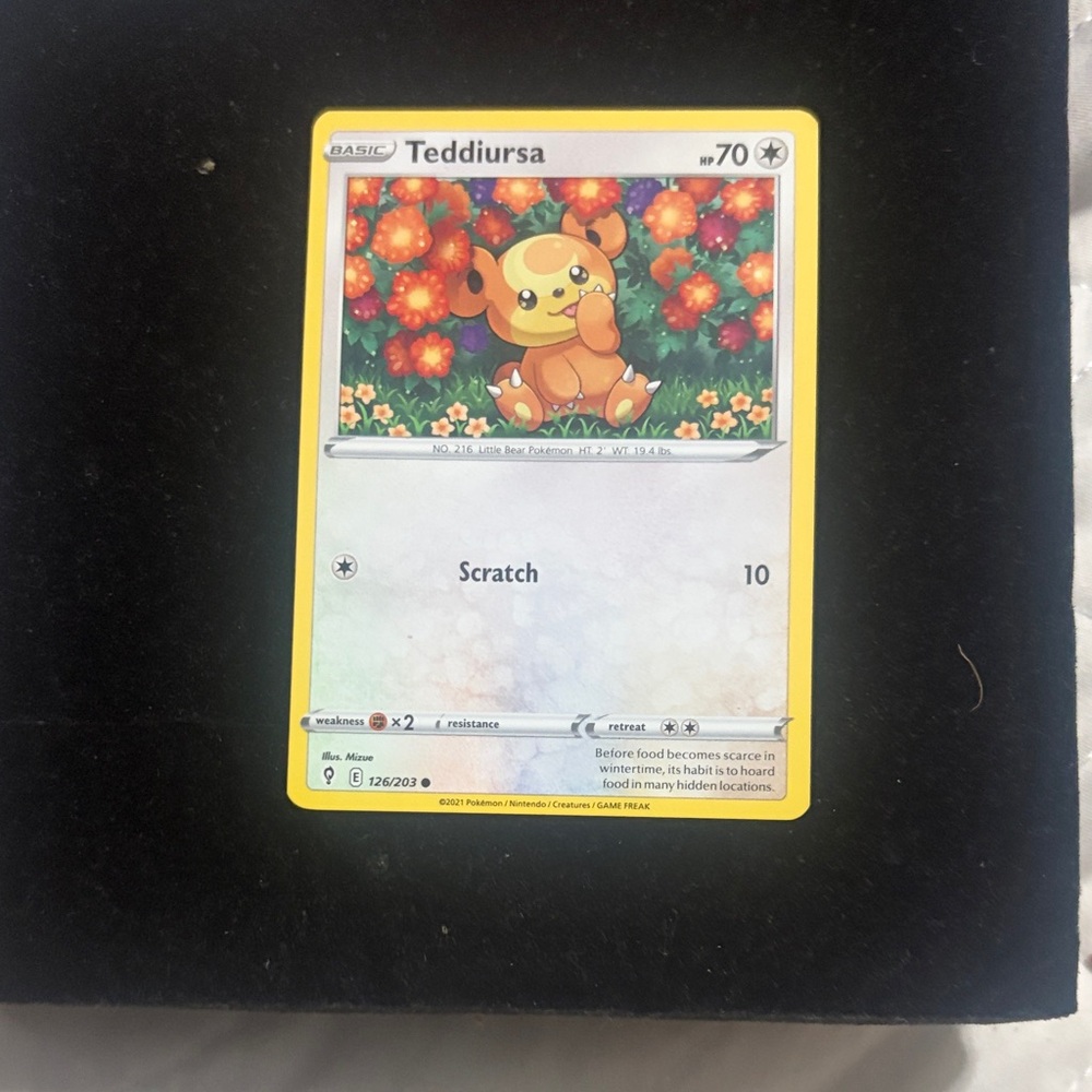 Pokemon Teddiursa Trading Card - Orange and Yellow